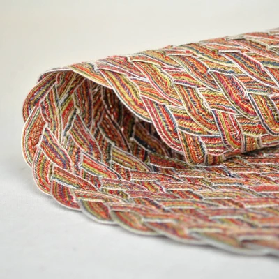 DII Variegated Placemat Set 6 Piece, Braided Red, 15" Dia 1 DII Variegated Placemat Set 6 Piece, Braided Red, 15" Dia