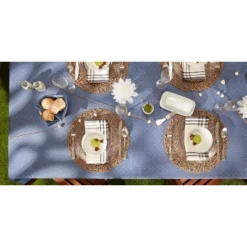 Design Imports French Blue Tonal Lattice Print Outdoor Tablecloth With Zipper 60X120 -Design Imports GUEST 3cd725a4 5b39 4e52 b266 b76c11c1e1c9