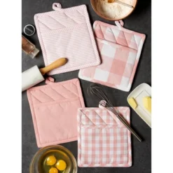 Design Imports Pink/White Asst Potholder Set/4 -Design Imports GUEST 3cdcf88e d115 4a85 aac4 14249d0e9735