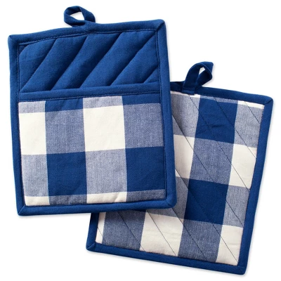 Design Imports Navy Buffalo Check Potholder (Set Of 2) 5 Design Imports Navy Buffalo Check Potholder (Set Of 2) - Image 5