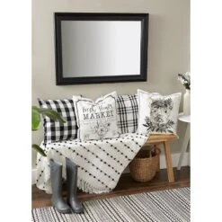 4pk 18"x18" Pig And Flower Market Farmhouse Check And Printed Square Throw Pillow Covers White - Design Imports -Design Imports GUEST 3de51219 8461 4f73 9f5d 3f41a39e3f43