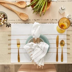 DII Stripe Tassel Placemat Set 4 Piece, White & Stone, 13x19" 10 DII Stripe Tassel Placemat Set 4 Piece, White & Stone, 13x19" -Design Imports GUEST 3e26c4fd c257 4800 83f5 3c8e1cc8da8b
