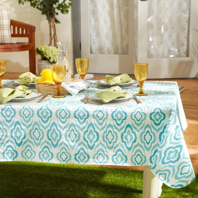 Design Imports Blue Ikat Vinyl Tablecloth 60X84 3 Design Imports Blue Ikat Vinyl Tablecloth 60X84 - Image 3