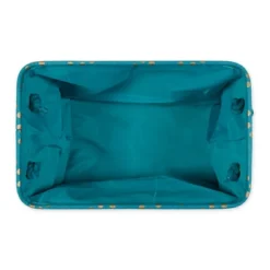 Design Imports Polyester Bin Dots Gold / Teal Rectangle Medium 16X10X12