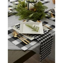 DII Buffalo Check Placemat Set 4 Piece, Black, 13x19" -Design Imports GUEST 3ebc103f ecce 4e13 83a6 d56af23b5e9c