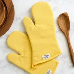 Design Imports Chino Oven Mitt Set/2, Yarrow Yellow