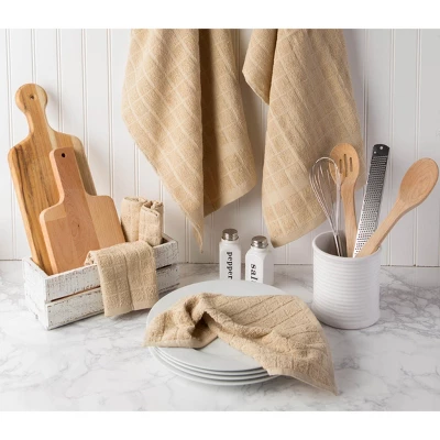 Design Imports Windowpane Terry Dishcloth Set 6 Piece, 12X12", Beige 3 Design Imports Windowpane Terry Dishcloth Set 6 Piece, 12X12", Beige - Image 3