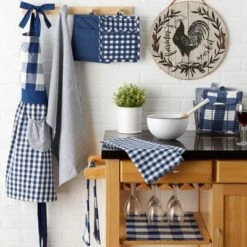 Design Imports Navy/Off White Gingham Apron -Design Imports GUEST 3f72126a 502a 4c55 a284 e32966748a17