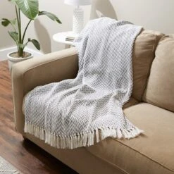 Design Imports Gray Zig-Zag Throw