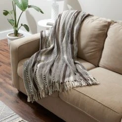 Design Imports Dark Brown Braided Stripe Throw -Design Imports GUEST 3fafff67 9535 487e 8e75 1c08e7db42fe