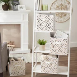 Nonwoven Polyester Cube Small Dots White/Gold Square 11x11x11 Set/4 21 Nonwoven Polyester Cube Small Dots White/Gold Square 11x11x11 Set/4 -Design Imports GUEST 401dbe06 7d63 4186 a6fb fcb4e368b1e9