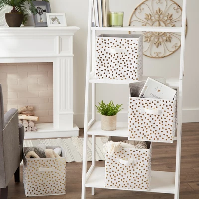 Nonwoven Polyester Cube Small Dots White/Gold Square 11x11x11 Set/4 10 Nonwoven Polyester Cube Small Dots White/Gold Square 11x11x11 Set/4 - Image 10