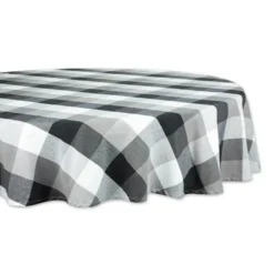 Design Imports Tri Color Check Tablecloth, Black, 70" Round -Design Imports GUEST 402998c5 49c3 4c6f b5f9 ab5458e12939