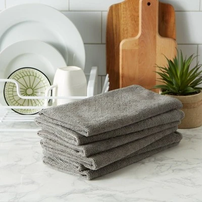 Design Imports 6pk Microfiber Essential Dishtowels Gray: Kitchen Towels, Microfiber Dishcloth, Solid Pattern, 15.75"x23.5" 3 Design Imports 6pk Microfiber Essential Dishtowels Gray: Kitchen Towels, Microfiber Dishcloth, Solid Pattern, 15.75"x23.5" - Image 3