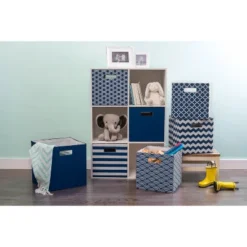 Polyester Cube Waves Nautical Blue Square 13x13x13 -Design Imports GUEST 40d5b221 44c9 4bb6 837f c50a0f2b5f2f 1