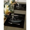 DII Polyester Velvet Placemat Set 4 Piece, Black, 13x19"