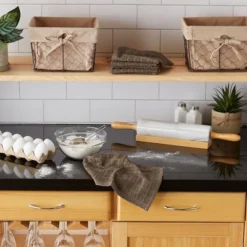 Design Imports Windowpane Terry Dishcloth Set 6 Piece, 12X12", Brown