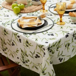 Design Imports Olives Print Outdoor Tablecloth With Zipper 60X120 -Design Imports GUEST 42257ad0 3a24 4019 ae3d 898baf72daca