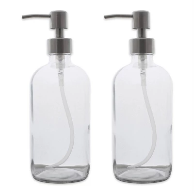Design Imports 2 Pc 16Oz Clear Glass Bottle Set With Stainless Pump Tops 6 Design Imports 2 Pc 16Oz Clear Glass Bottle Set With Stainless Pump Tops - Image 6