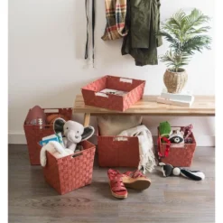 Design Imports Nylon Bin Basketweave Rust Trapezoid 13X15X5 Set/2 -Design Imports GUEST 42825e5a 8117 49b7 a3b9 c6afc841848f