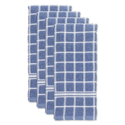 Design Imports Stonewash Blue/White Windowpane Terry Dishtowel Set/4 2 Design Imports Stonewash Blue/White Windowpane Terry Dishtowel Set/4 - Image 2