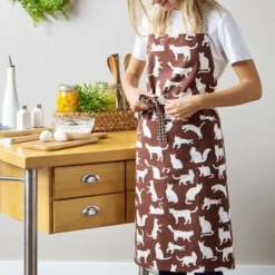 Design Imports Brown Cat Print Chef Apron -Design Imports GUEST 430c682f 8b70 404c 89f3 545e364f9458