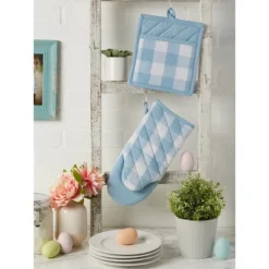 Design Imports Buffalo Check Oven Mitt & Potholder Kitchen Set 2 Piece, Light Blue, Om 13X6", Ph 9X8" 9 Design Imports Buffalo Check Oven Mitt & Potholder Kitchen Set 2 Piece, Light Blue, Om 13X6", Ph 9X8" -Design Imports GUEST 43a2f98f 81b5 4f5e a6ac 3b0c576c877c
