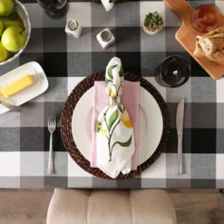 Design Imports Black Tri Color Check Tablecloth 60X120 -Design Imports GUEST 43e9227d 91df 4423 b9d4 7f37e9dda056