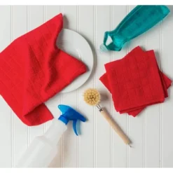 Design Imports Solid Red Windowpane Terry Dishcloth (Set Of 6)