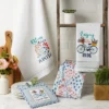 Design Imports Easter Folk Garden Kitchen Textiles, Potholder & Dishtowel, Enjoy The Ride, 4 Pieces