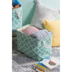 Design Imports Polyester Bin Lattice Aqua Rectangle Small 14X8X9 -Design Imports GUEST 4514994a c9eb 4ca3 a00f 033afffd9c36