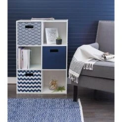 Polyester Cube Solid Nautical Blue Square 13x13x13 -Design Imports GUEST 4514e881 7852 4df2 bbf7 1844b72496de