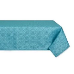 Design Imports Storm Blue Tonal Lattice Print Outdoor Tablecloth 60X84