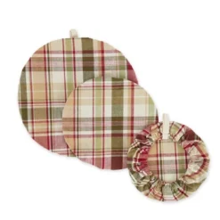 Design Imports Give Thanks Plaid Woven Dish Cover (Set Of 3)