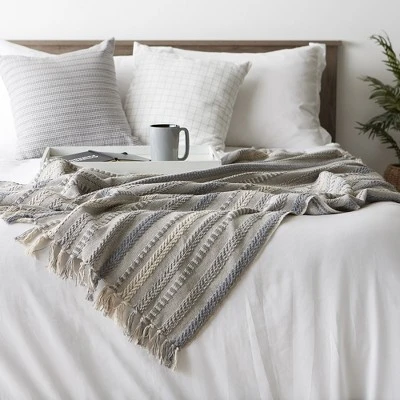Design Imports Gray Braided Stripe Throw 4 Design Imports Gray Braided Stripe Throw - Image 4