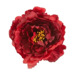 DII Peony Flower Napkin Ring Set 4 Piece, Deep Red