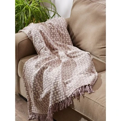 50"x60" Urban Check Throw Blanket Lilac - Design Imports: Cotton, Hypoallergenic, Machine Washable 4 50"x60" Urban Check Throw Blanket Lilac - Design Imports: Cotton, Hypoallergenic, Machine Washable - Image 4