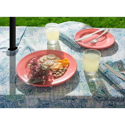 Design Imports Blue Watercolor Paisley Print Outdoor Tablecloth With Zipper 60 Round 3 Design Imports Blue Watercolor Paisley Print Outdoor Tablecloth With Zipper 60 Round - Image 3