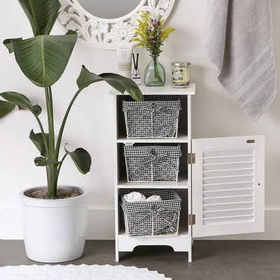 Design Imports Set Of 3 S Antique White Chicken Wire Gingham Check Liner Baskets Black/White 2 Design Imports Set Of 3 S Antique White Chicken Wire Gingham Check Liner Baskets Black/White - Image 2