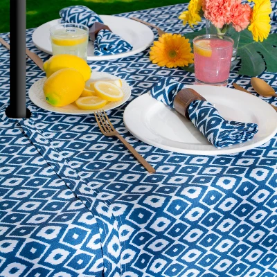 Design Imports Blue Ikat Outdoor Tablecloth With Zipper 60X84 6 Design Imports Blue Ikat Outdoor Tablecloth With Zipper 60X84 - Image 6