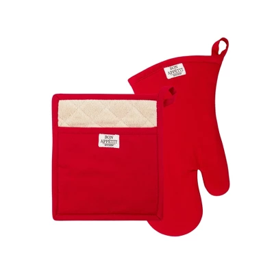 Design Imports Chino Oven Mitt & Potholder Kitchen Set/2, Red Cider 3 Design Imports Chino Oven Mitt & Potholder Kitchen Set/2, Red Cider - Image 3