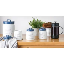 Design Imports Blue Ceramic Jar Canister Set/3 12 Design Imports Blue Ceramic Jar Canister Set/3 -Design Imports GUEST 498fce4c 1df5 48b5 a764 d8f134690d40