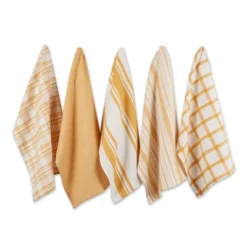 Design Imports Honey Gold Asst Woven Dishtowels Set/5