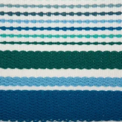 Set Of 6 Tidal Stripe Fringed Placemat Blue - Design Imports: 100% Cotton, Machine Washable, Indoor & Outdoor Use