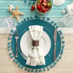 DII Tassel Embellished Placemat Set 6 Piece, Teal Tassel, 15" Dia 12 DII Tassel Embellished Placemat Set 6 Piece, Teal Tassel, 15" Dia -Design Imports GUEST 4a1e8068 4a75 4fcc ba23 5391cebbf085