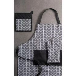 Design Imports Black/White Herringbone Chef Apron -Design Imports GUEST 4a5b931e ad56 49e0 87a1 a33750f0a37b