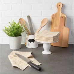 Design Imports Windowpane Terry Dishcloth Set 6 Piece, 12X12", Beige