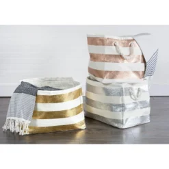 Design Imports Paper Cube Stripe Gold Square 16X16X16 -Design Imports GUEST 4a9683b0 05cb 4804 b83e f3767c8c00a7