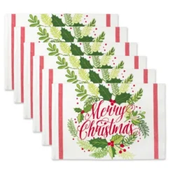 DII Christmas Printed Placemat Set 6 Piece, Christmas Greenery, 13x19" -Design Imports GUEST 4b1ecb4e f3e7 4514 8485 580e1887ca5e