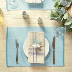 DII Ribbed Recycled Cotton/Poly Placemat Set 6 Piece, Storm Blue, 13x19" 11 DII Ribbed Recycled Cotton/Poly Placemat Set 6 Piece, Storm Blue, 13x19" -Design Imports GUEST 4b69531a e999 4684 a990 91a0de64e0c4